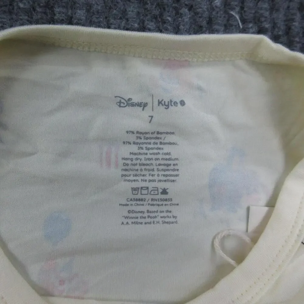 Kyte Shirt Unisex Kids 7 Yellow Short Sleeve Rayon Spandex Winnie The Pooh NWT